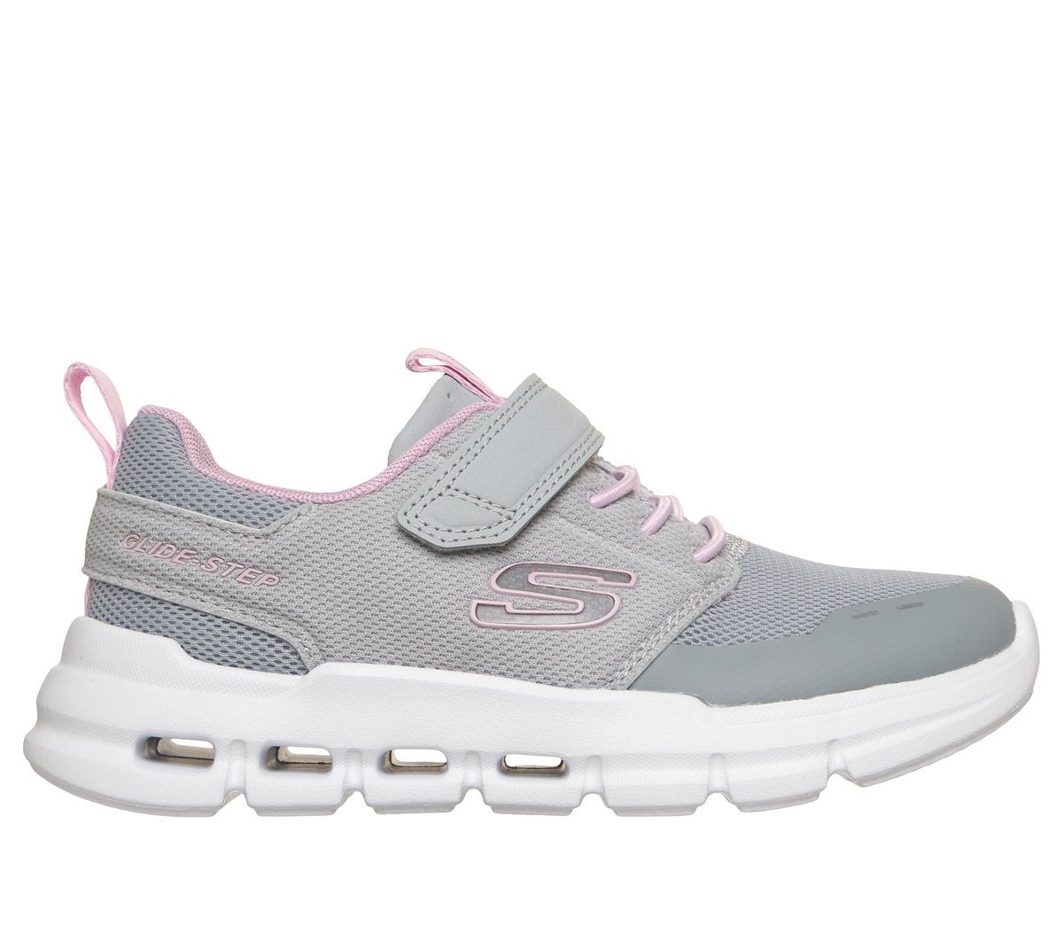 Skechers niña Glide-Step Flow en Gris Claro, talla 27.5