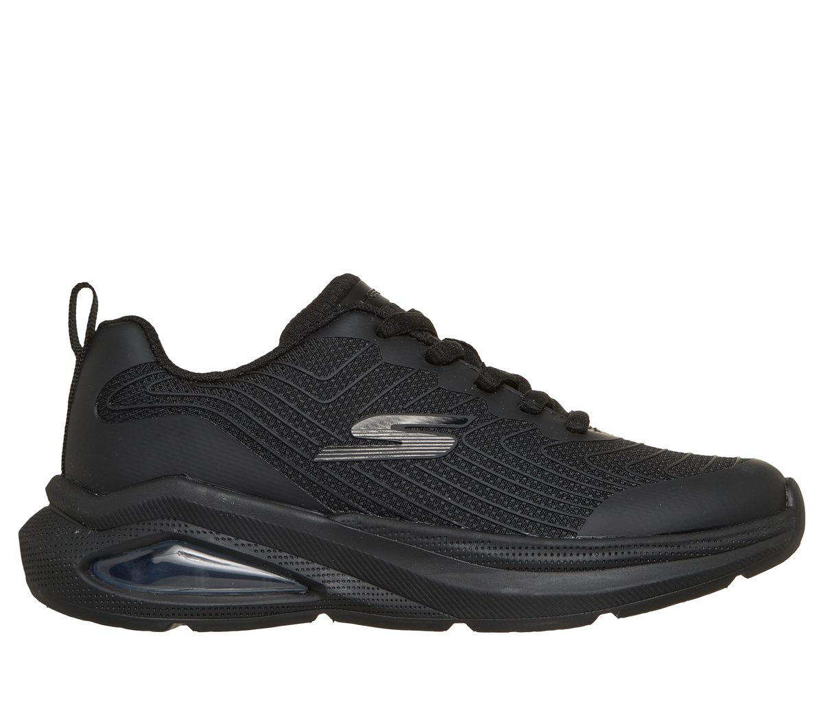 Skechers Girls Microspec Max Velocity Sneaker In Black, Size 11.5 | Textile/Synthetic