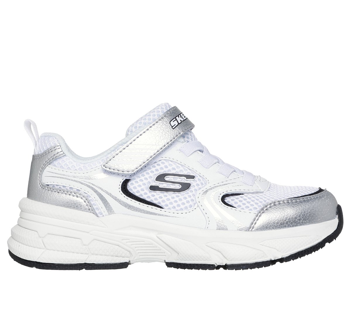 Skechers Retro-Graph Sneaker CM Wit/Zilver, Maat 32, Mag in de wasmachine - 303692L