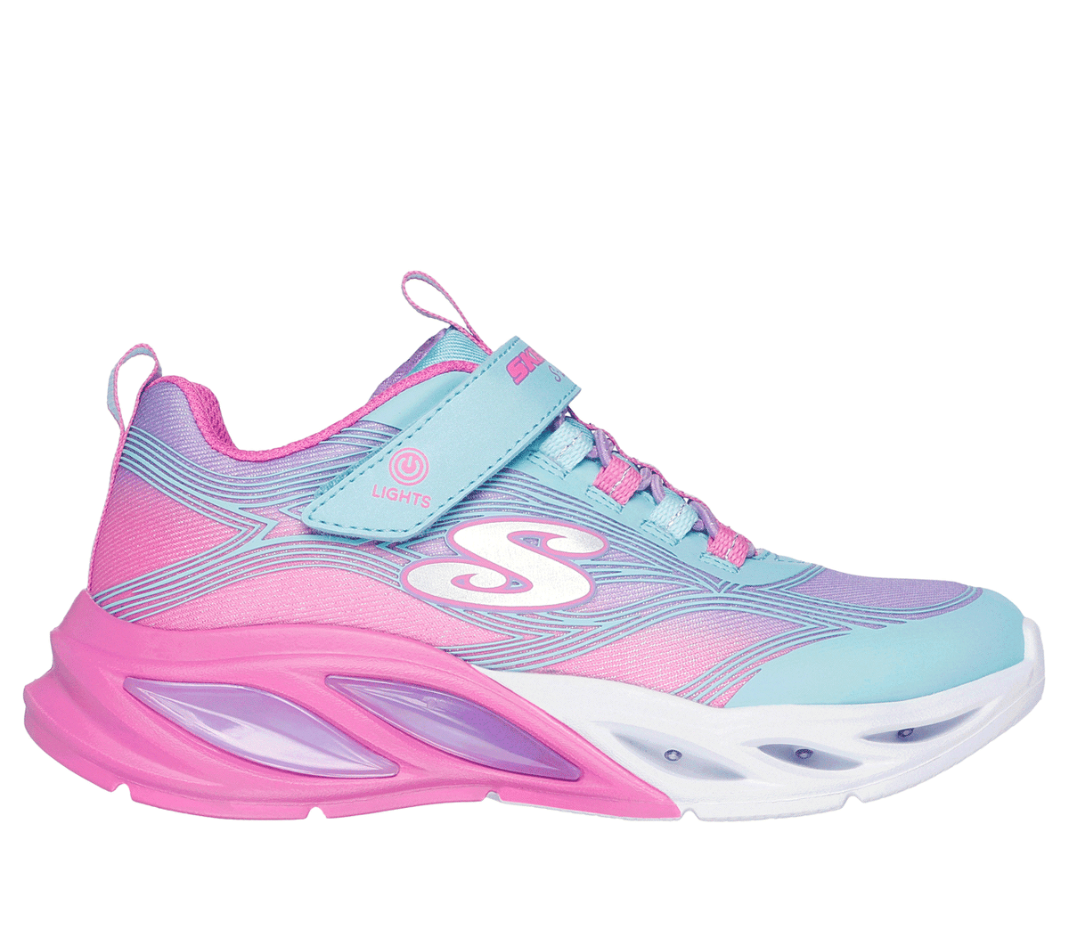 Skechers niña S-Lights: Cosmic Glow en Turquesa, talla 33.5