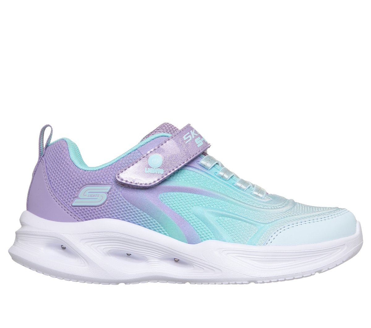 Skechers niña S-Lights: Sola Glow - Color Breeze en Lavanda, talla 27
