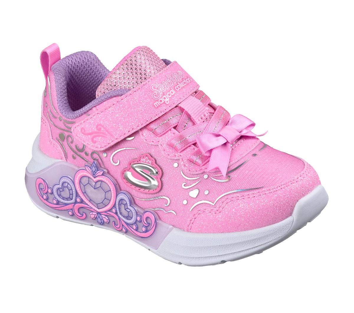 Skechers S-Lights: Lil Princess Steps Chaussures Moyen Width en Rose