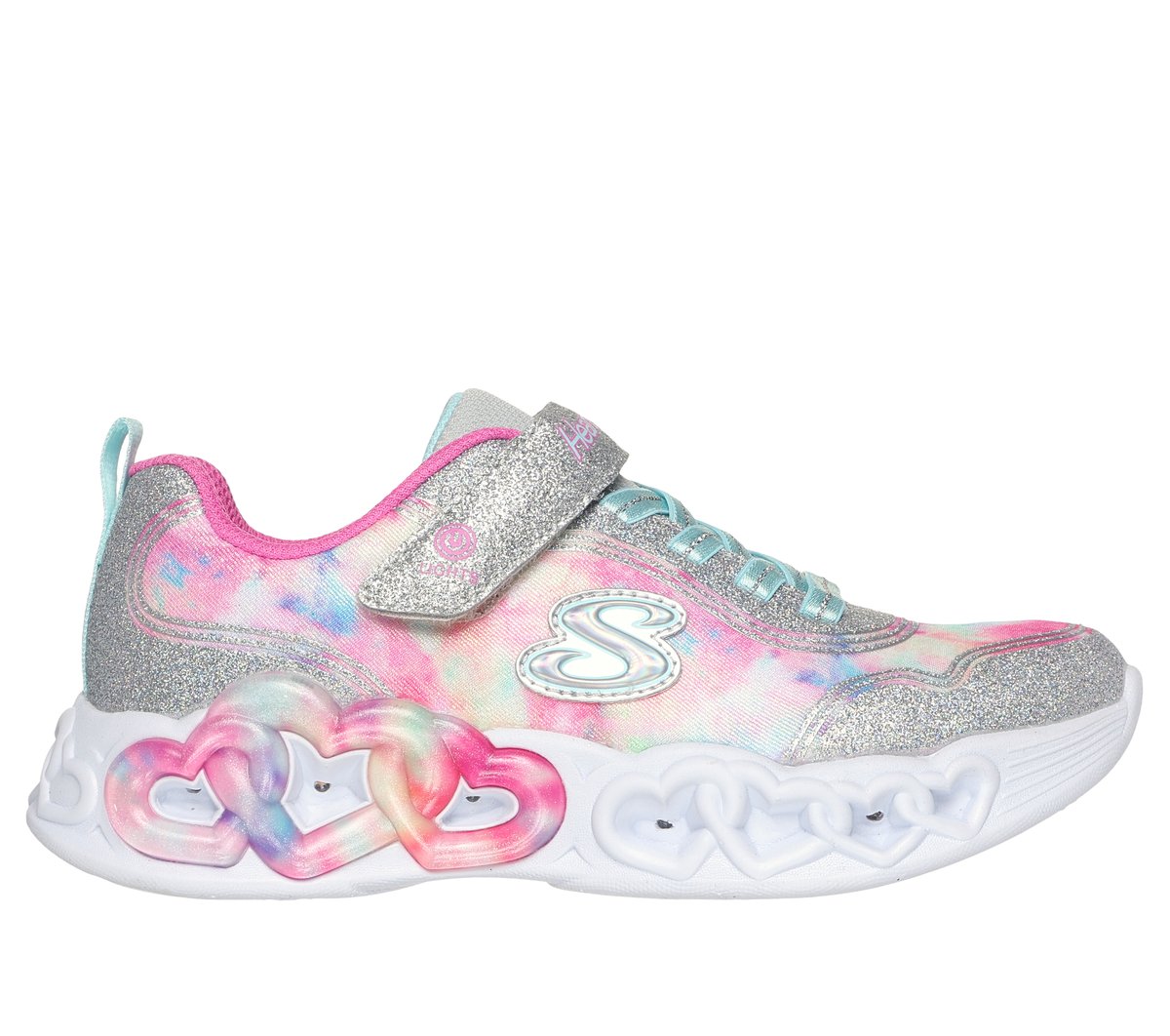 Skechers MäDchen Infinite Heart Lights - Color Lovin Sneaker In Silber, GrößE 32-image