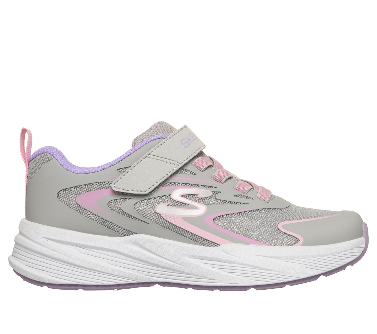 Skechers niña Microspec Tread - Hyper Speed en Gris Claro, talla 27.5