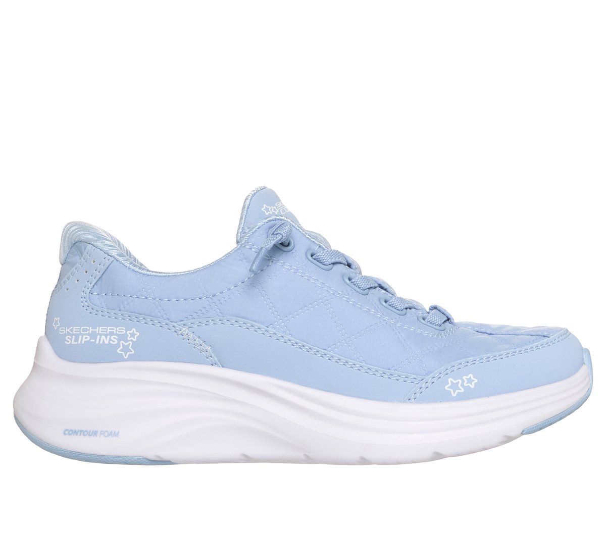 Skechers Girls Slip-ins: Contour Foam - Cosy Fit Sneaker in Light Blue, Size 12 | Textile/Synthetic, Machine Washable