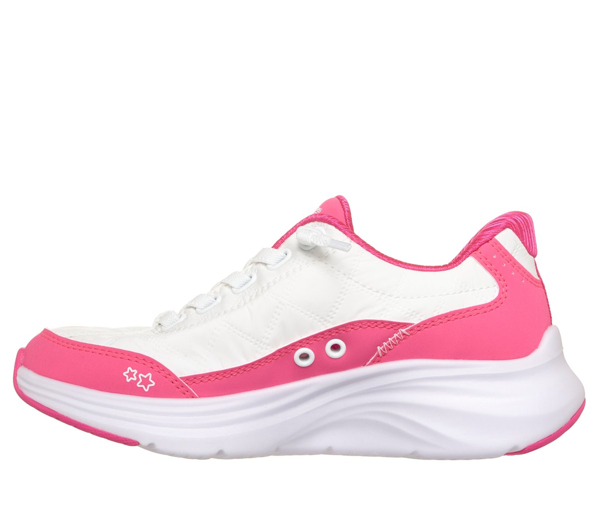 Skechers Slip-ins: Contour Foam - Cozy Fit Chaussures Moyen Width en Blanc/Rose Fluo, Lavable en machine
