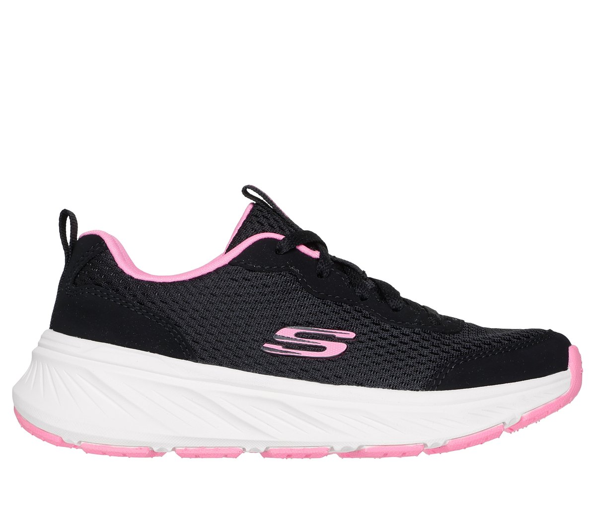 Skechers niña Edgeride en Negro/Rosa, talla 27, lavable a máquina