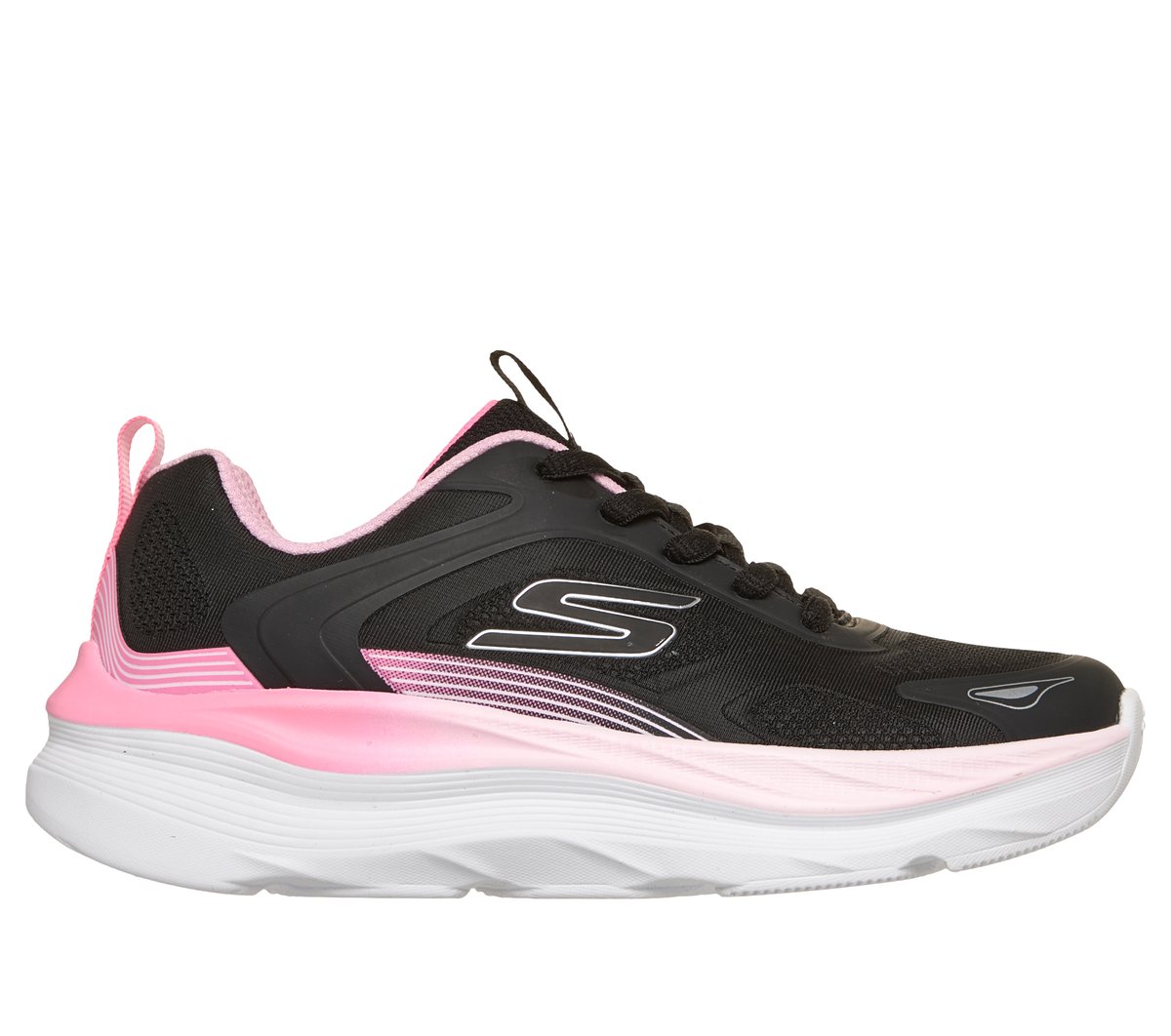 Skechers Girls Max Run Sneaker In Black, Size 13.5 | Textile/Synthetic, Machine Washable