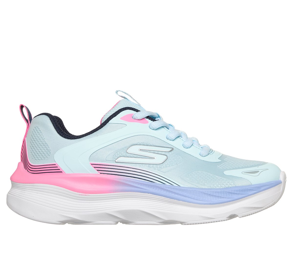 Skechers Girls Max Run Sneaker In Blue, Size 3.5 | Textile/Synthetic, Machine Washable