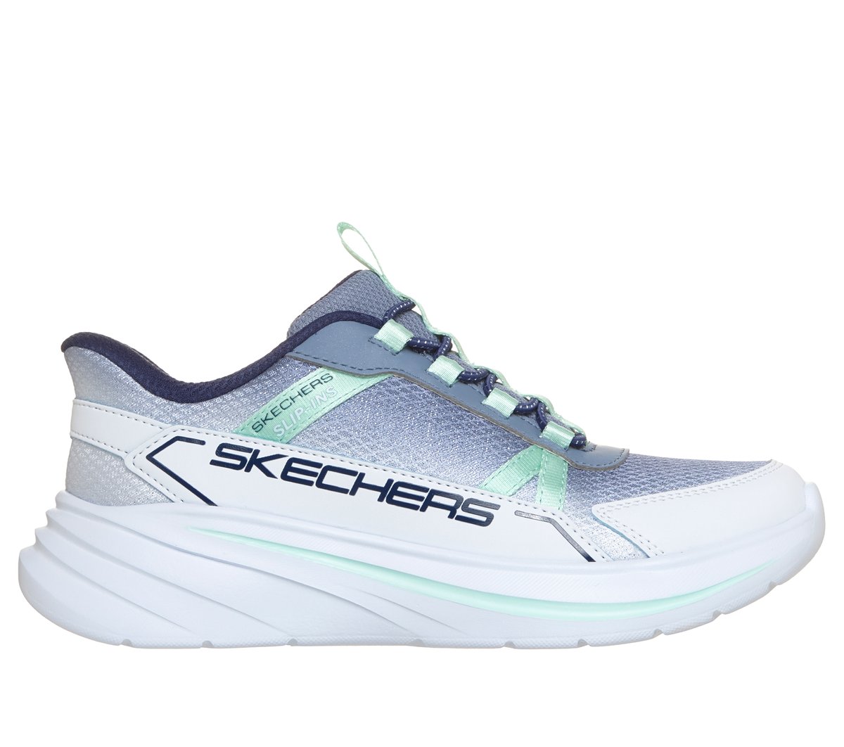 Skechers Skechers Girls Slip-ins: Wave 92 - Sparkle Sprint Sneaker in Light Blue, Size 3 | Synthetic/Textile, Machine Washable