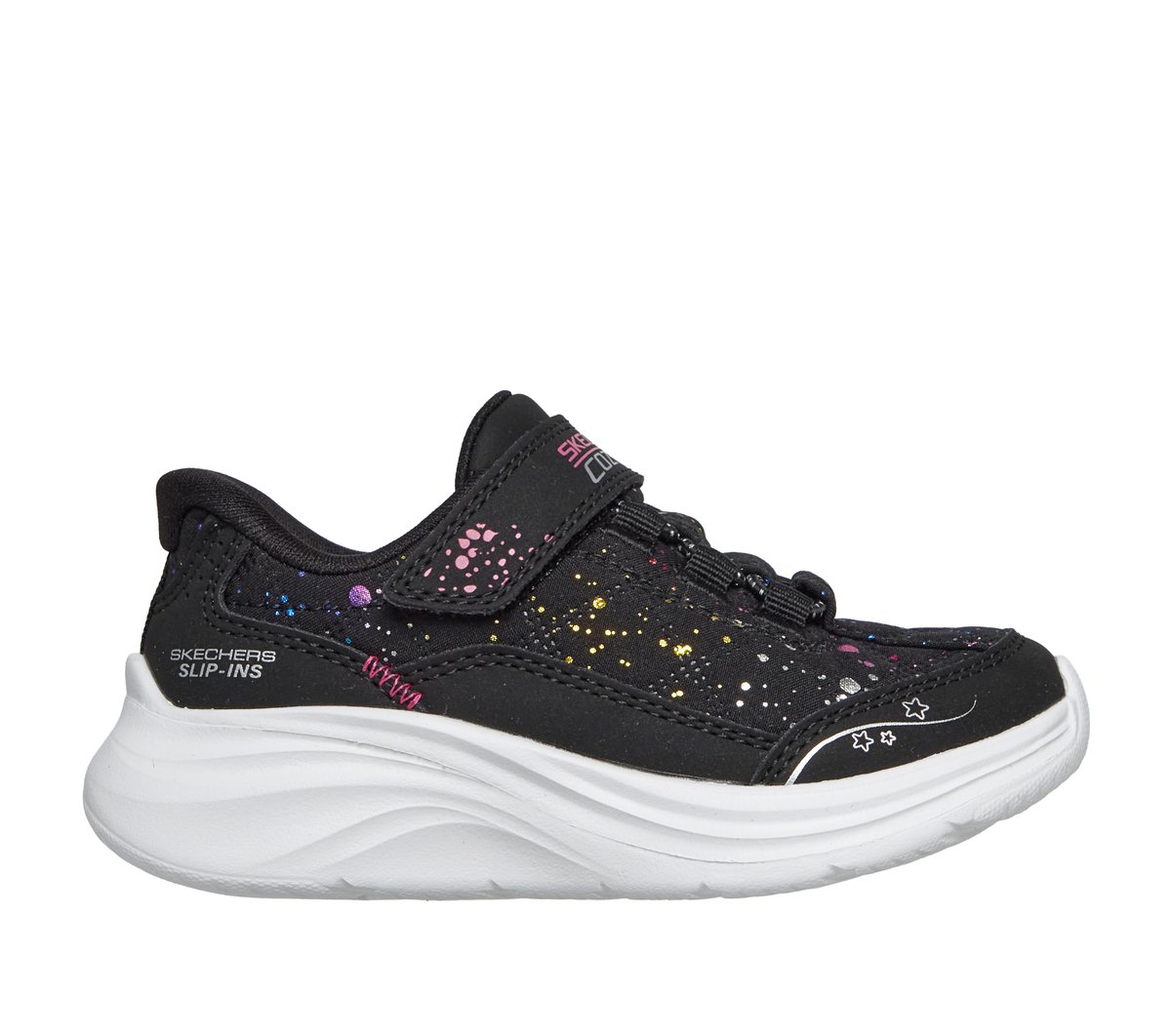 Skechers Dziewczęce Slip-ins: Comfy Sprints - Cozy Fit Colordrip w Czarny/Wielokolorowy, Rozmiar 21, Nadają się do prania w pralce Sneakersy
