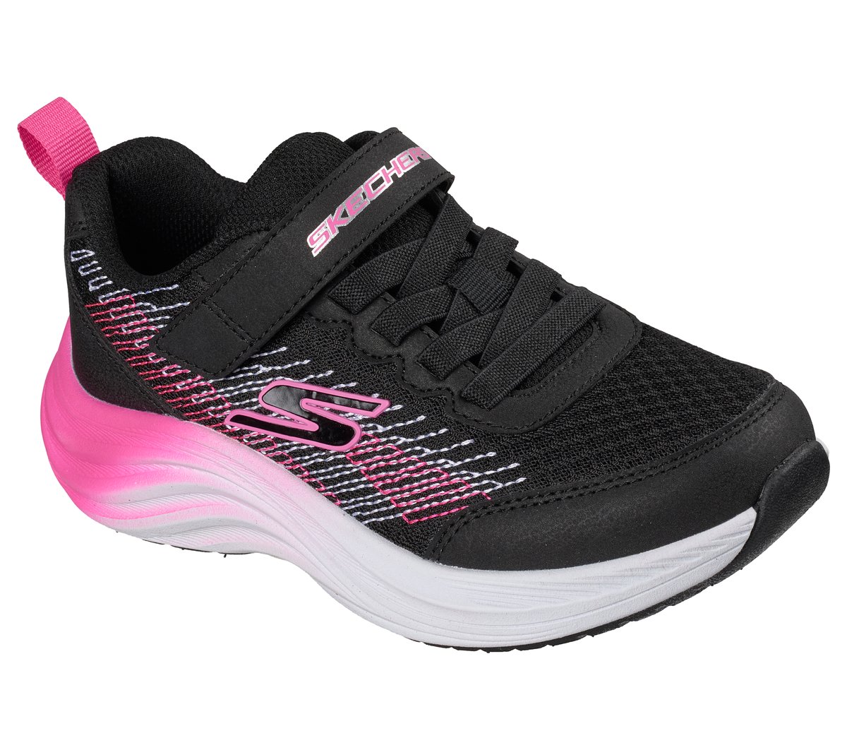 Skechers Elite Sport Pulse Chaussures Moyen Width en Noir/Rose Fluo, Lavable en machine
