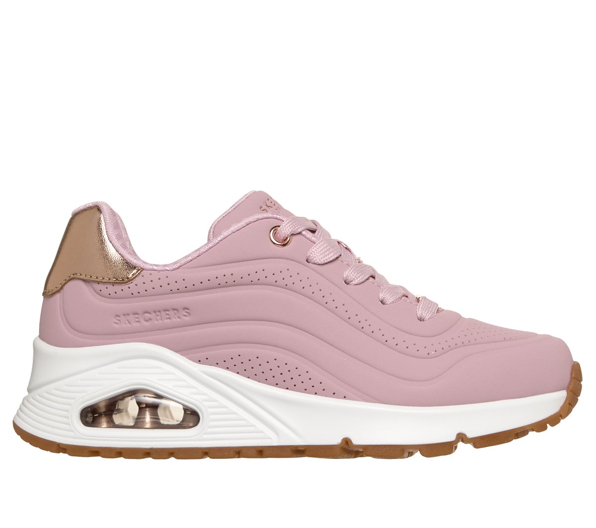 Skechers niña UNO Gen1 - Shimmer Wave en Rosa, talla 36.5, lavable a máquina