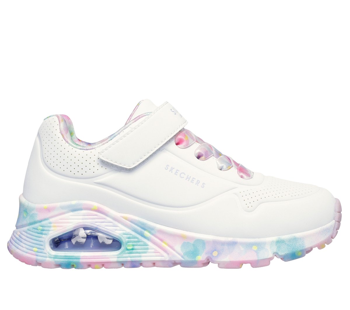 Skechers Girls Uno Gen1 - Fresh Blooms Sneaker In White, Size 1.5 | Synthetic/Textile-image