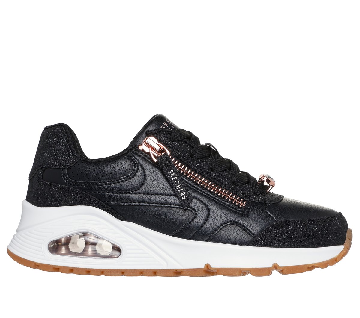 Skechers niña UNO Gen1 - Gem Style en Negro/Oro Rosa, talla 33