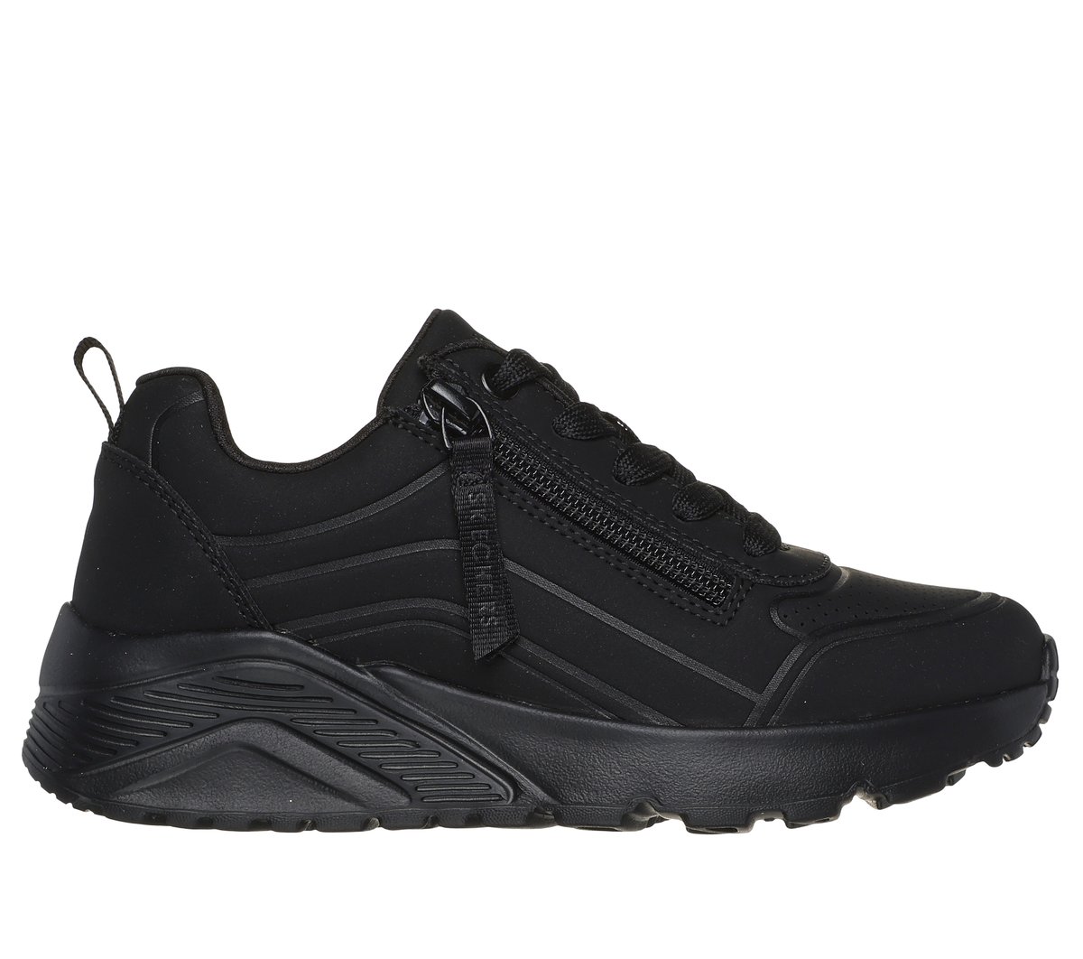 Skechers niña UNO Lite - Easy Zip en Negro, talla 37.5