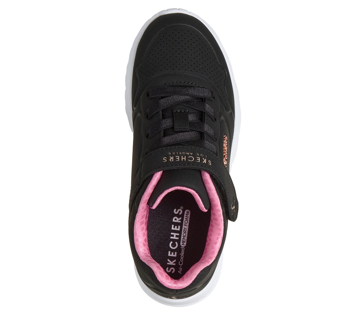 Skechers UNO Lite - Star Icon Chaussures Moyen Width en Noir/Or Rose, Lavable en machine