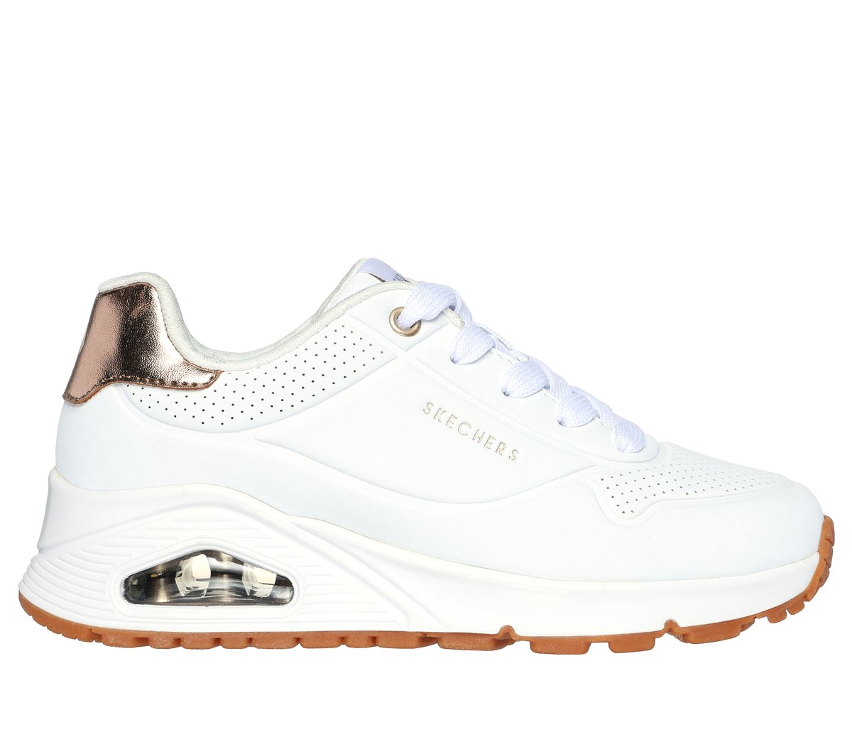 Skechers Mädchen Uno Gen1 - Shimmer Away Sneaker in Weiss, Größe 37