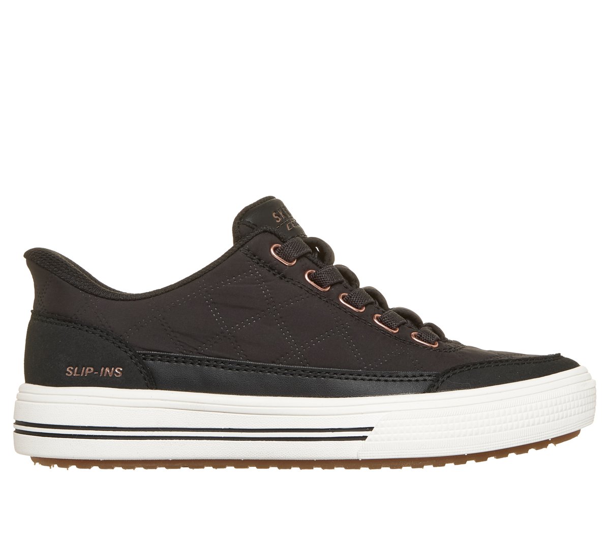 Skechers niña Slip-ins: Arcade - Cozy Fit Cuddle Steps en Negro/Oro Rosa, talla 38