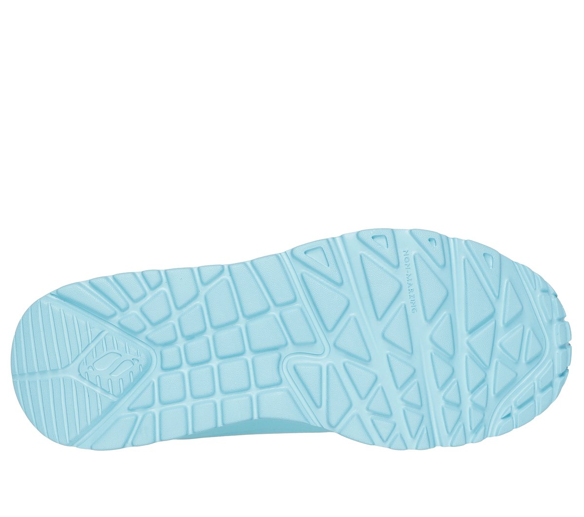 Skechers x JGoldcrown: UNO Lite - Metallic Love Chaussures Moyen Width en Turquoise, Lavable en machine