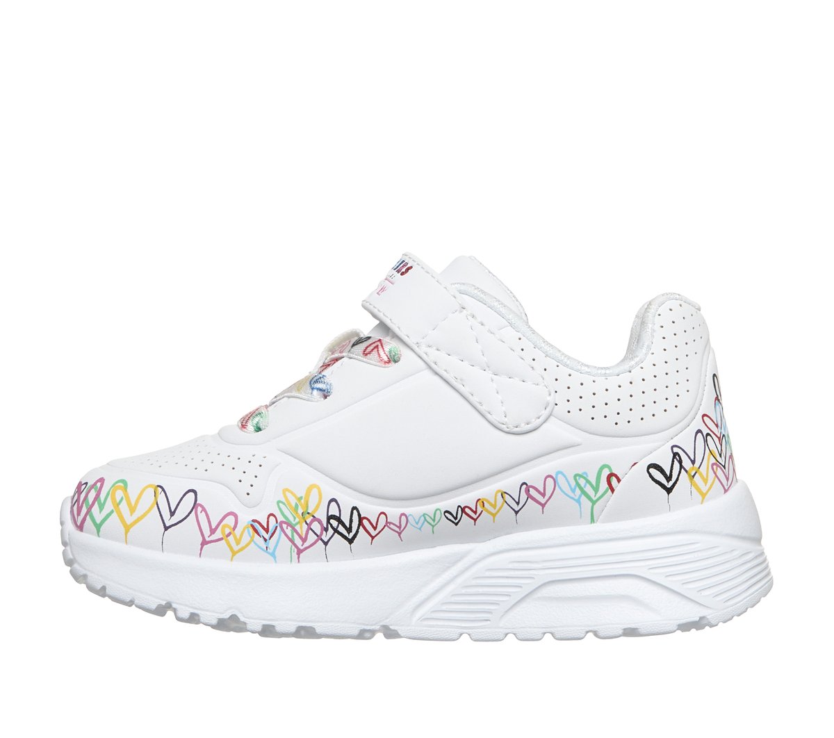 Skechers JGoldcrown: UNO Lite - Heart Craze Chaussures Moyen Width en Blanc, Lavable en machine