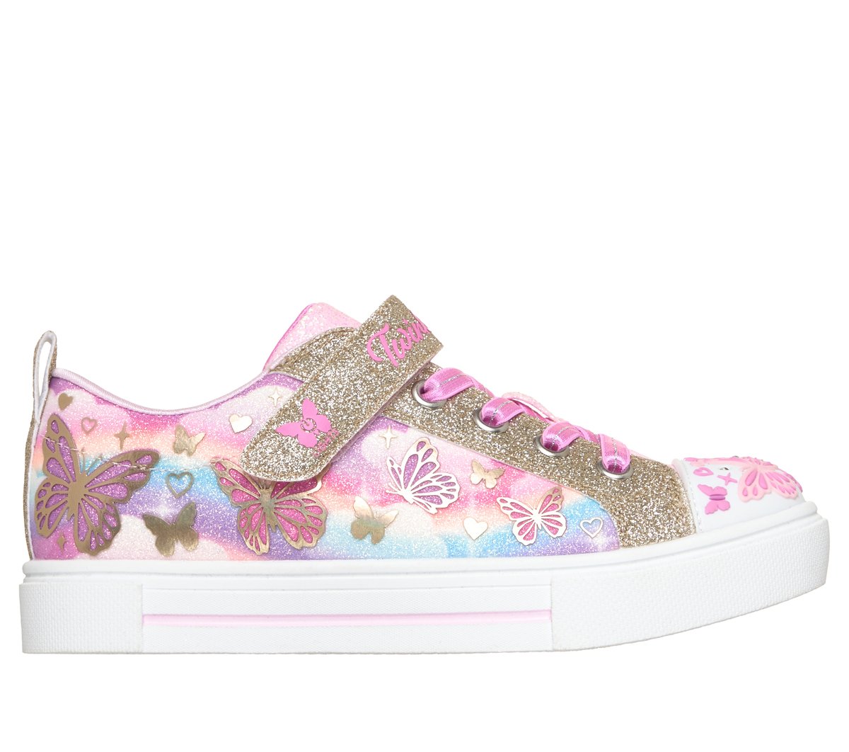 Skechers Bambina Twinkle Toes: Twinkle Sparks - Butterfly Sky Sneaker in Rosa, Taglia 28