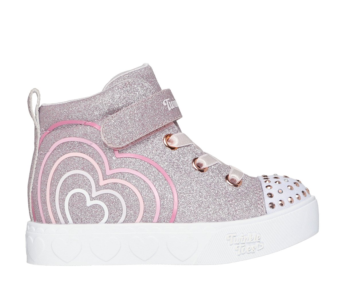 Skechers Twinkle Toes: Heart Steps - Heart Glow en Roseoro, talla 21