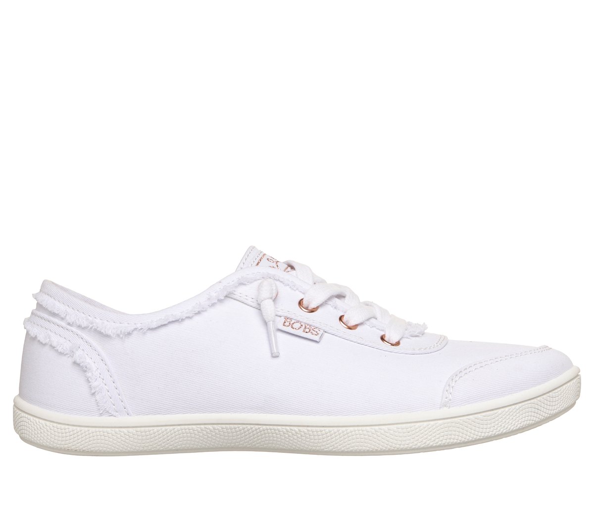 Skechers Women's BOBS B Cute Sneaker in White, Size 2.5 | Textile/Metal, Vegan, Machine Washable