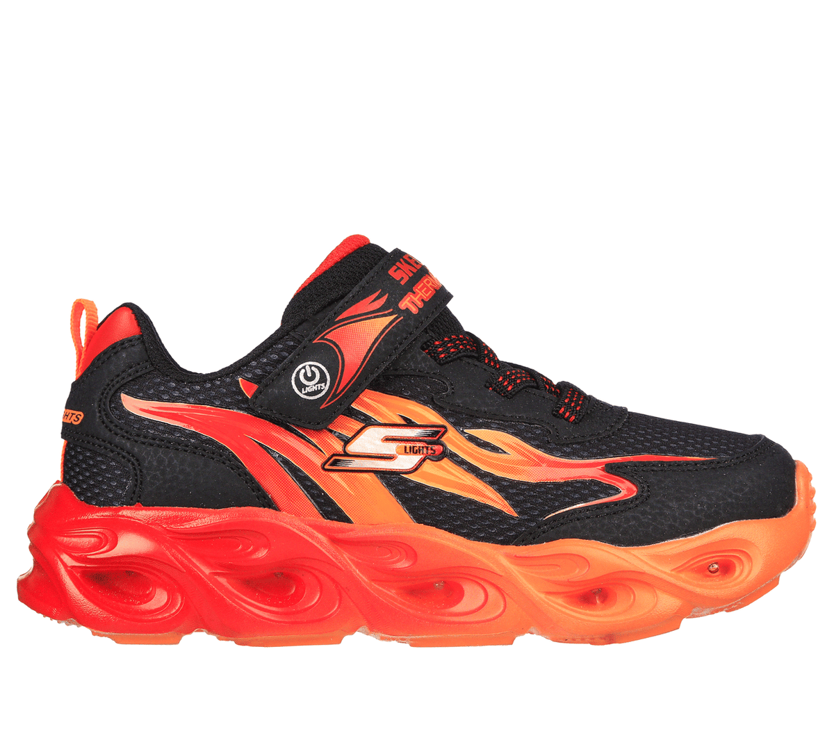 Skechers niÃ±o S Lights: Thermo Flash - Heat-Flux en Negro/Rojo, talla 27.5