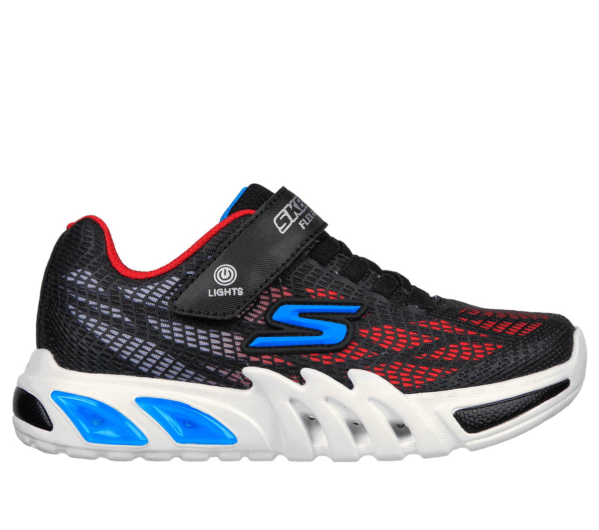 Skechers niño Flex-Glow Elite - Vorlo en Negro/Rojo/Azul, talla 28.5