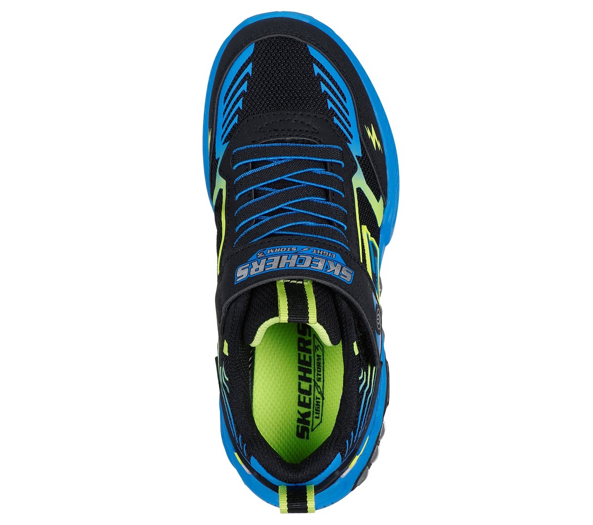 Skechers S-Lights: Light Storm 3.0 Chaussures Moyen Width en Noir/Vert-Lime