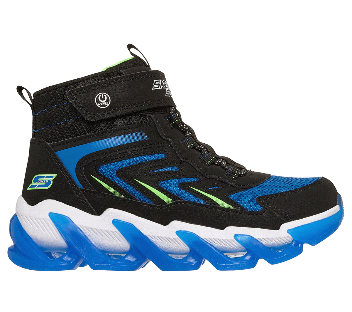 Skechers niño S-Lights: Mega-Surge - Volt & Glow en Negro/Azul, talla 37