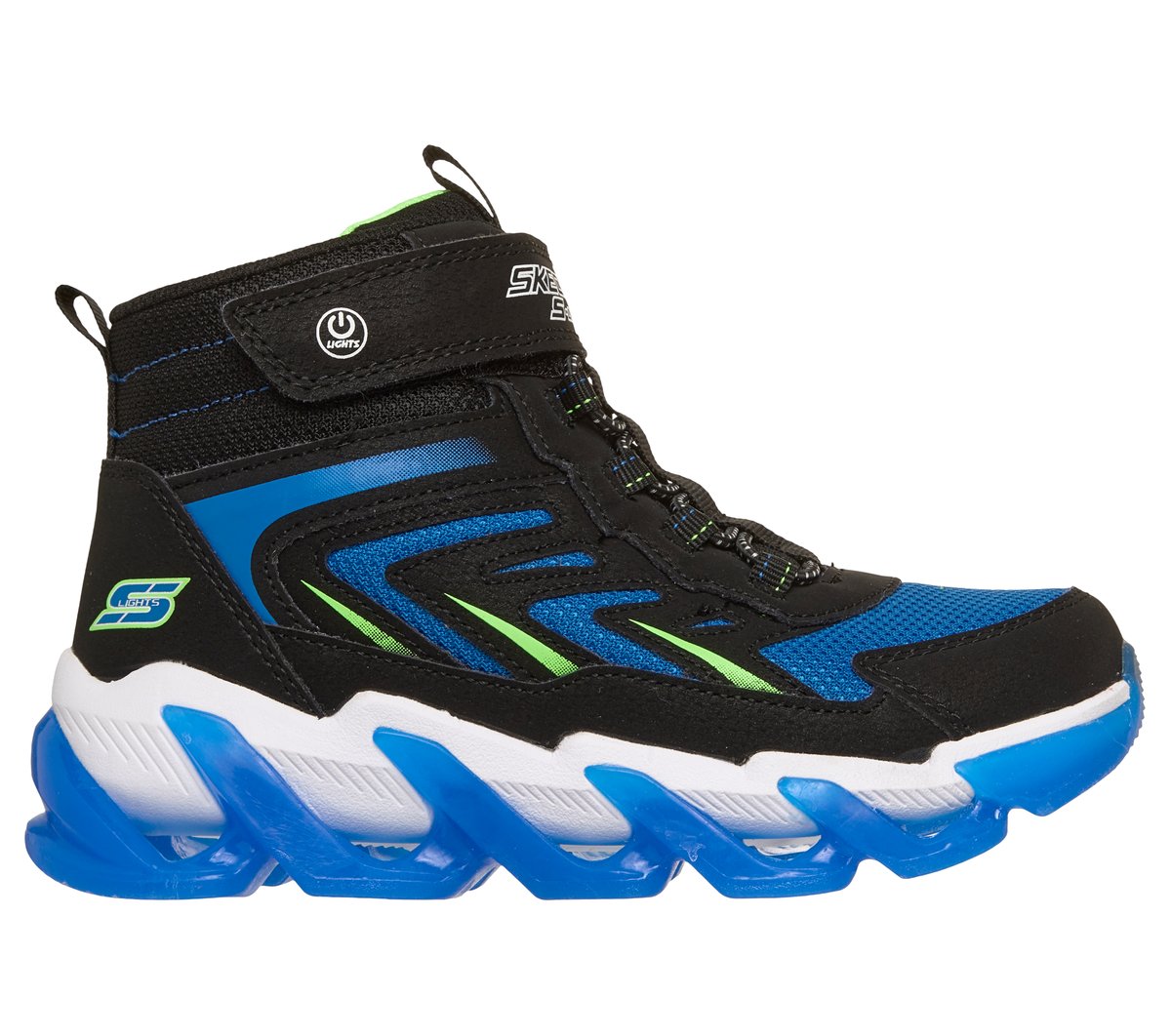 Skechers niño S-Lights: Mega-Surge - Volt & Glow en Negro/Azul, talla 36