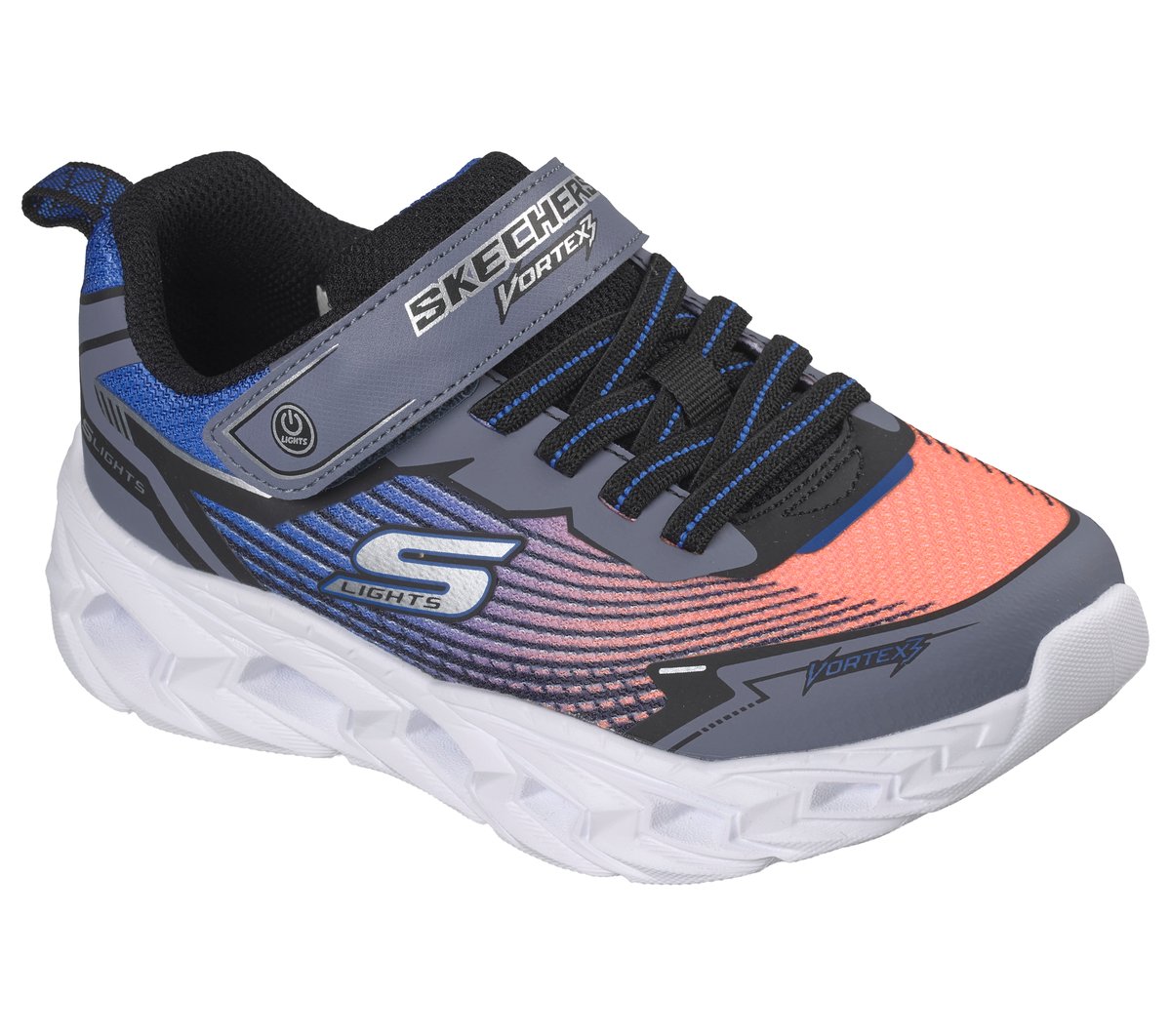 Skechers S-Lights: Vortex 3.0 Chaussures Moyen Width en Noir/Bleu/Orange
