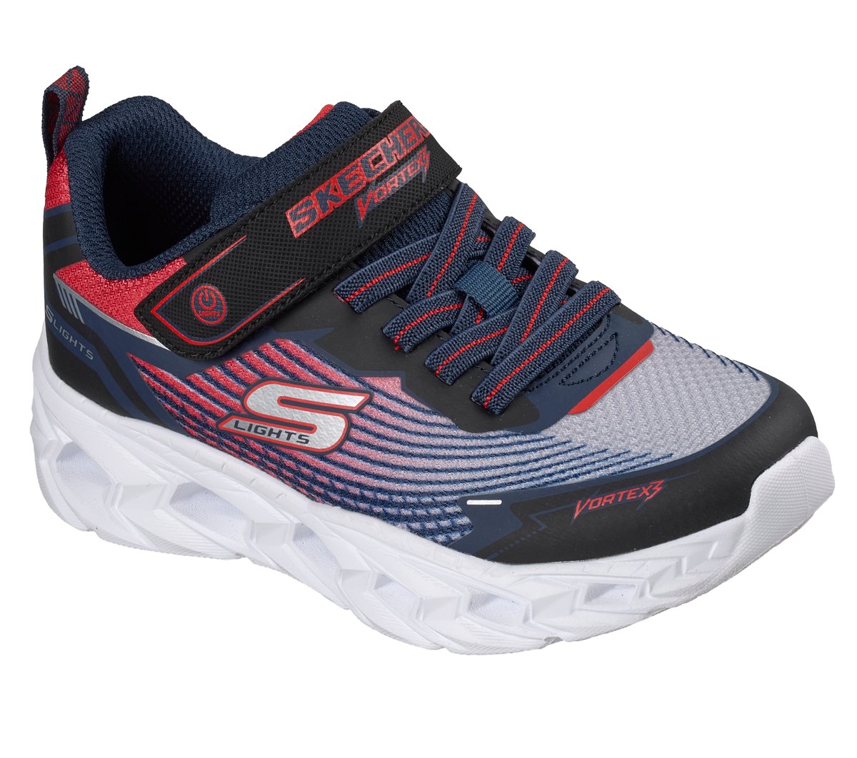 Skechers S-Lights: Vortex 3.0 Chaussures Moyen Width en Noir/Rouge/Bleu