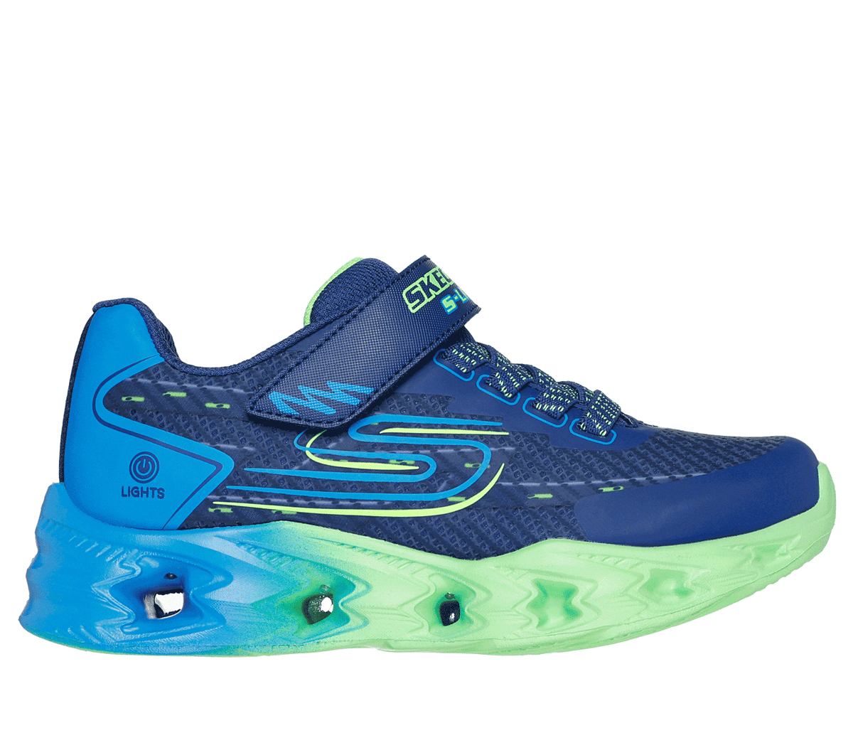 Skechers niño S-Lights: Vortex 2.0 - Quantroid en Azul Marino/Azul, talla 33