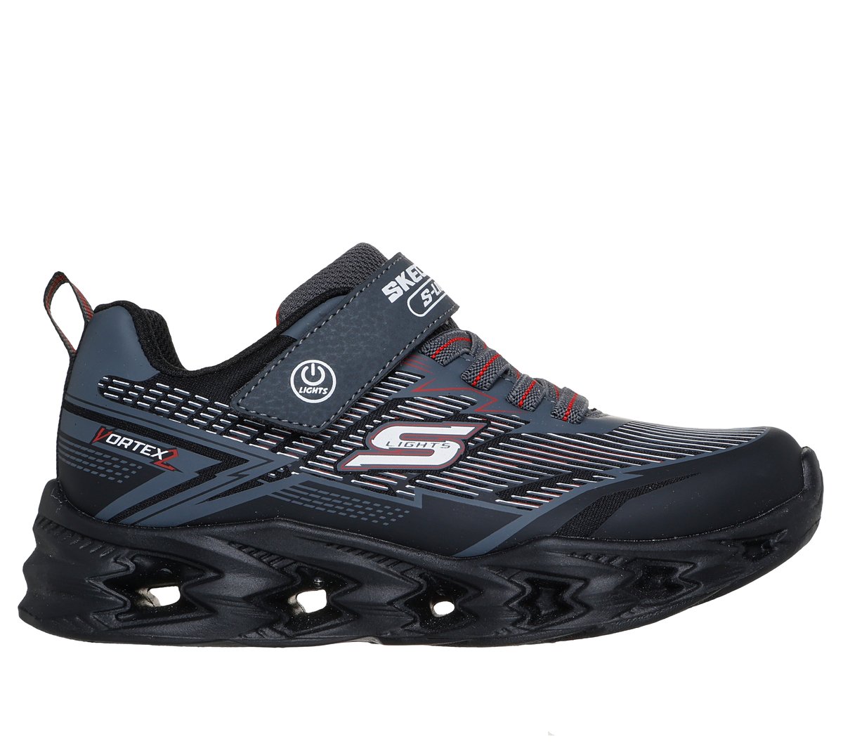 Skechers niño S-Lights: Vortex 2.0 -Veltrox en Negro/Marengo, talla 32