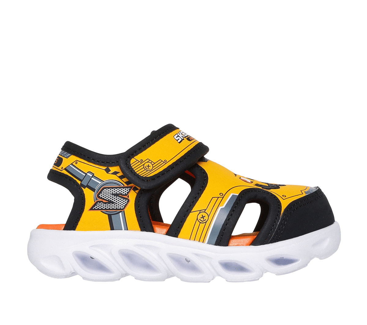 Skechers S-Lights: Hypno-Flash - Hydro-Fun en Amarillo/Negro, talla 26