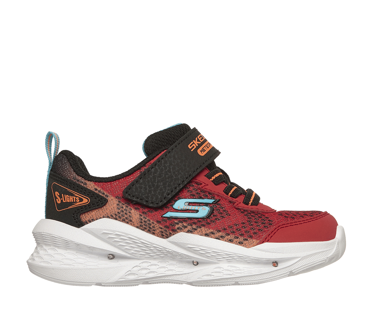 Skechers S-Lights: Meteor-Lights 2.0 en Rojo/Negro, talla 21