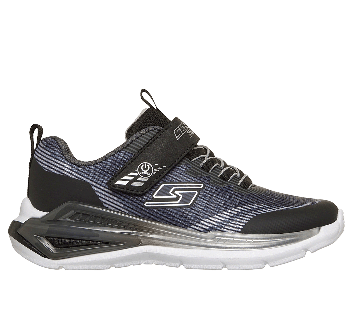 Skechers niño S Lights: Tri-Namics 2.0 en Negro/Plata, talla 30