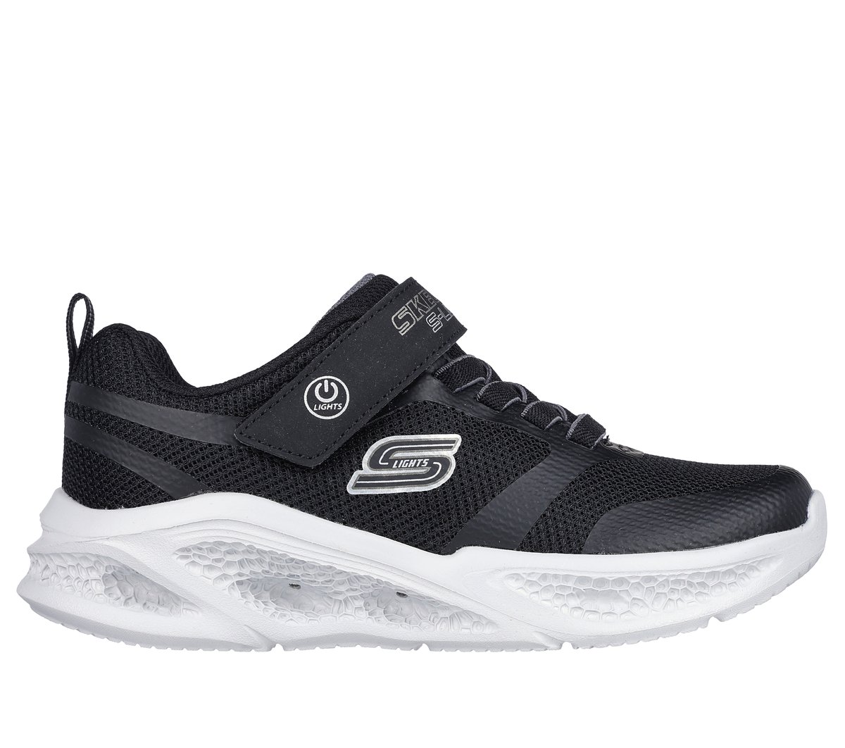 Skechers niño S-Lights: Meteor-Lights en Negro/Gris, talla 29