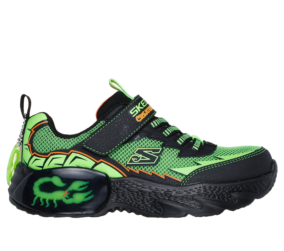 Skechers niño Creature Crawlers en Negro/Lima, talla 32