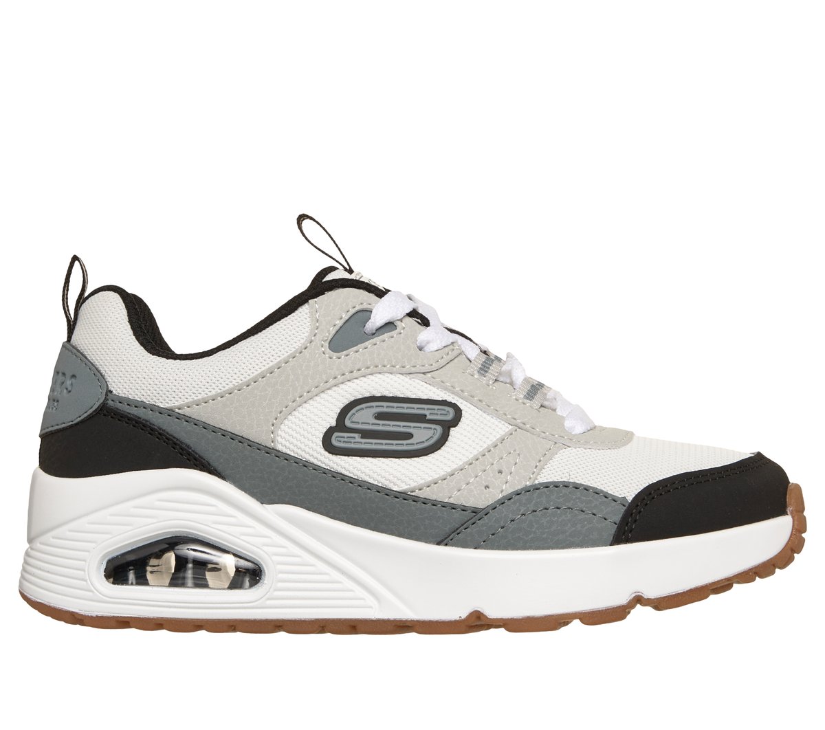 Skechers niÃ±o UNO - Retro-Groove en Blanco/Gris, talla 35.5