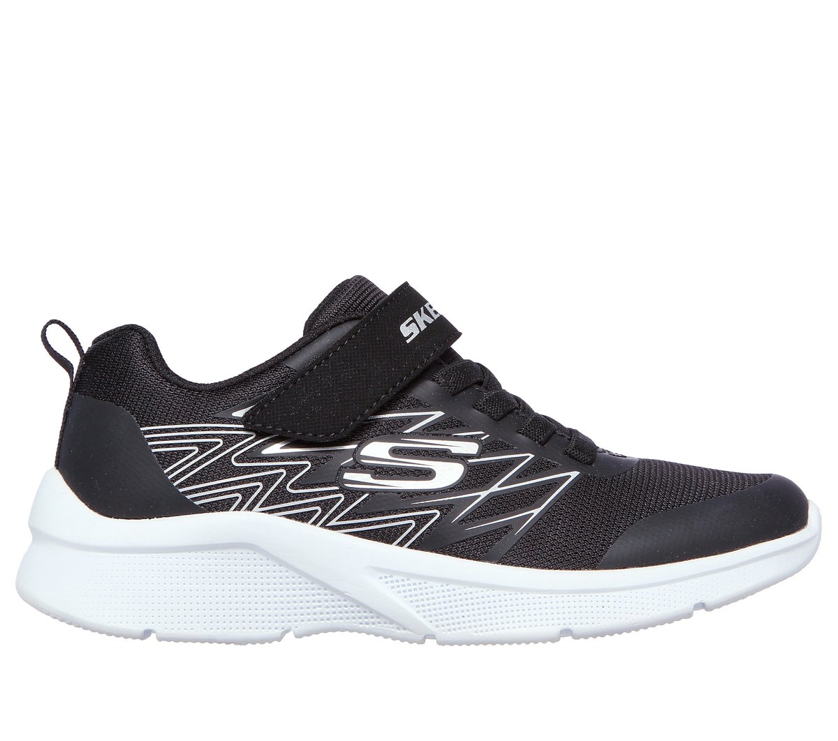 Skechers niño Microspec - Texlor en Negro/Plata, talla 35.5