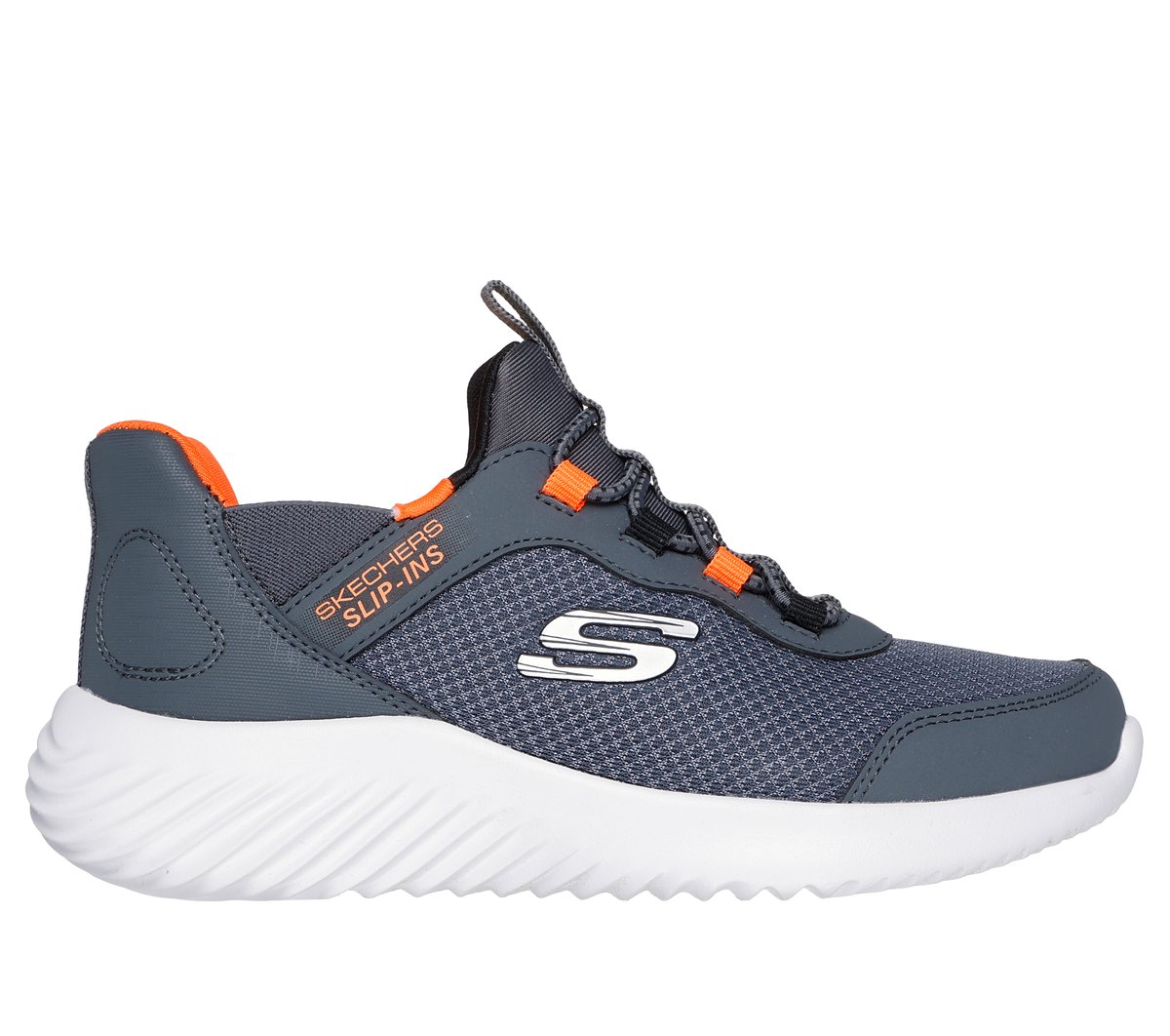 Skechers niño Slip-ins: Bounder - Brisk-Burst en Marengo/Naranja, talla 36.5