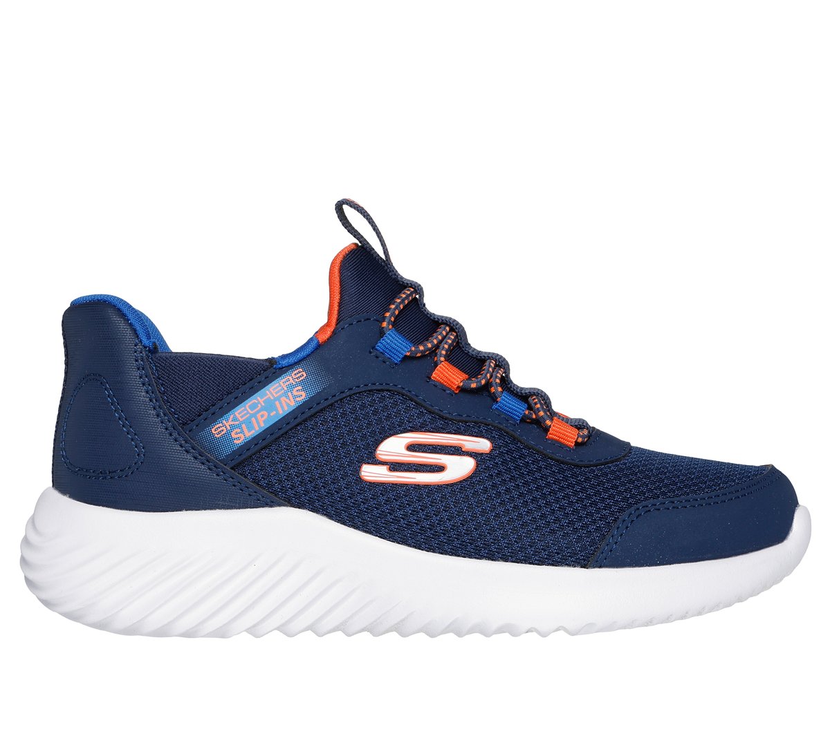 Skechers niño Slip-ins: Bounder - Brisk-Burst en Azul Marino/Azul, talla 28