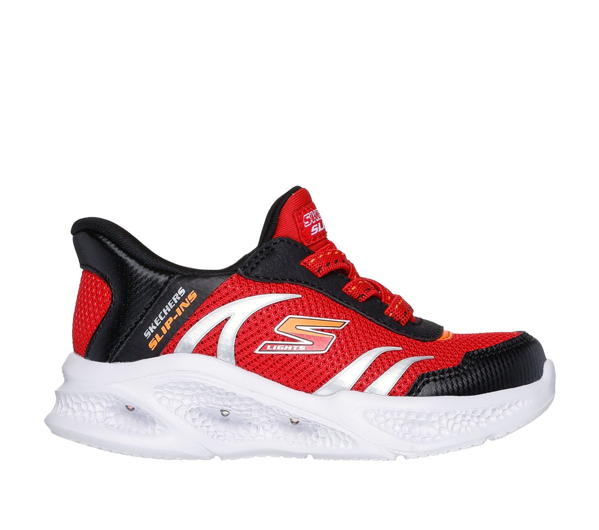 Skechers Slip-ins: Meteor-Lights - Brisk-Beams en Rojo/Negro, talla 22