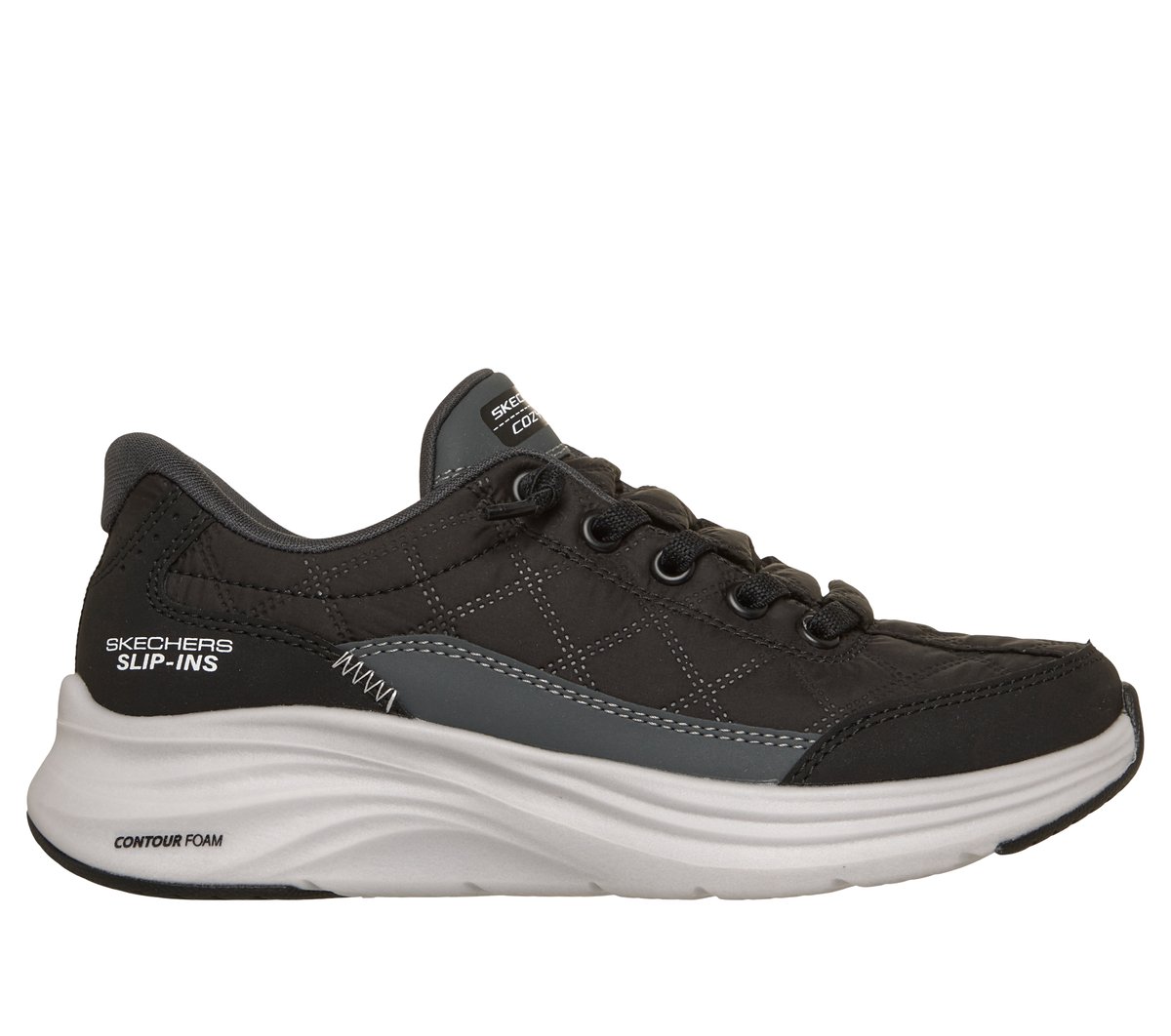 Skechers niño Slip-ins: Contour Foam - Cozy Fit en Negro/Blanca, talla 37