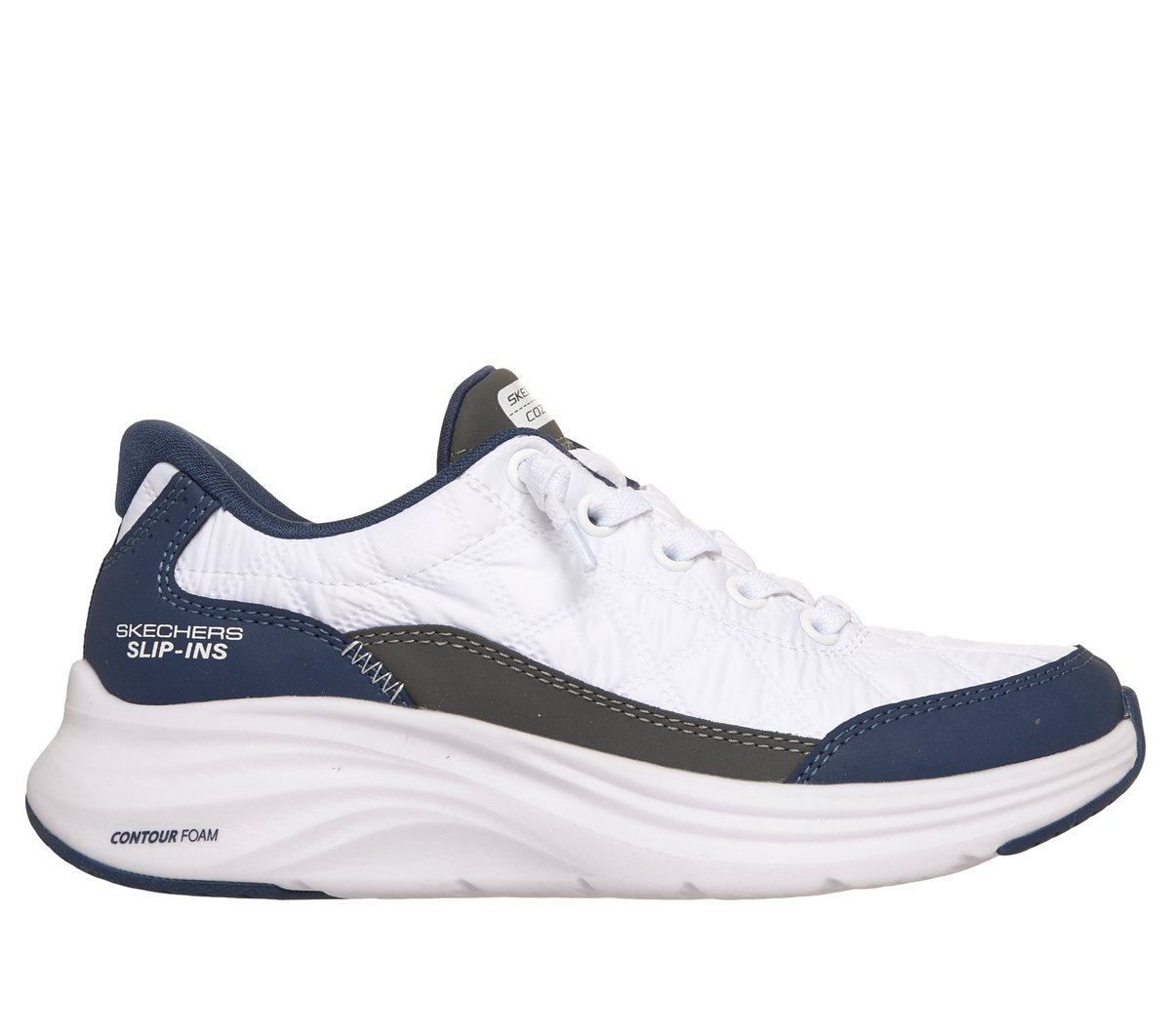Skechers niño Slip-ins: Contour Foam - Cozy Fit en Blanco/Navy, talla 32