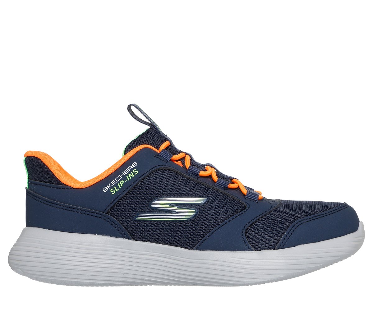 Skechers niño Slip-ins: GO RUN 400 V.2 - Turbo-Brisk en Navy/Naranja, talla 27.5